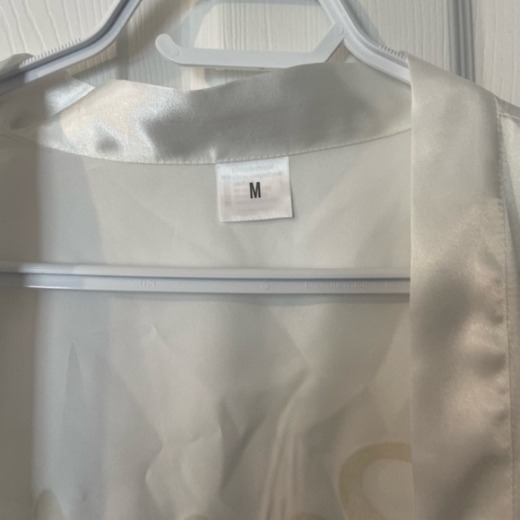 White Bridal Satin Getting Ready Robe - Picture 4 of 5